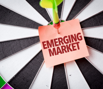Dartscheibe mit Emerging Markets Post-it.
