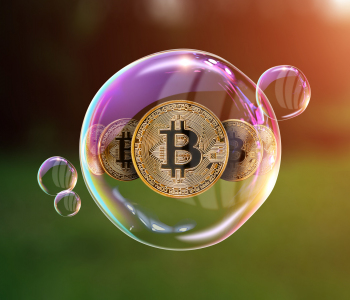 Bitcoin in einer Seifenblase.