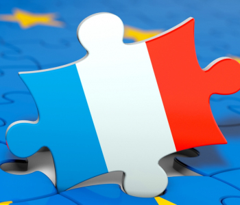 Französisches Puzzleteile in einem Puzzle der EU.