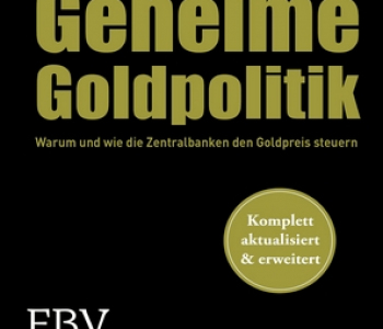 BuchCover des Bestsellers Geheime Geldpolitik in schwarz mit goldenen Buchstaben. 