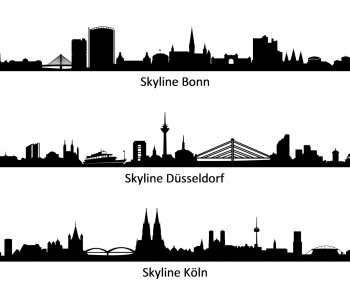 Die grafische Darstellung der Skylines von Bonn, Düsseldorf und Köln